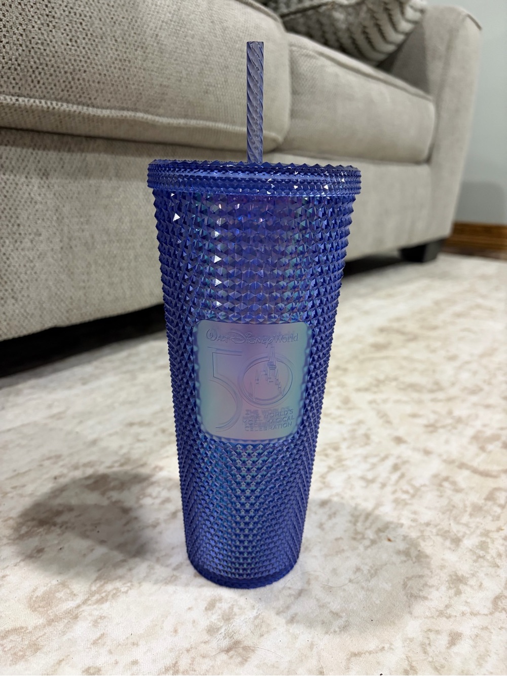 Disney Purple Studded 50th Anniversary Tumbler with Straw